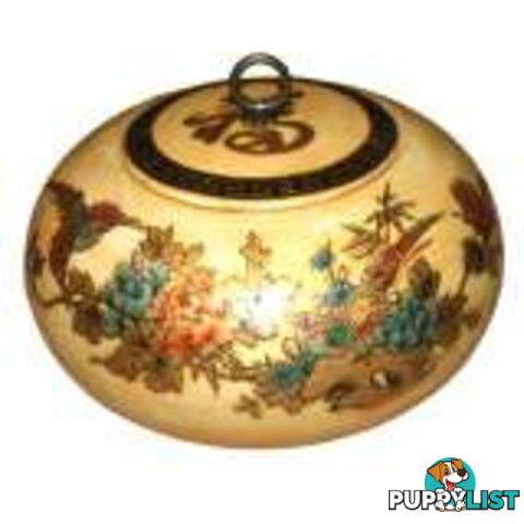 Beige Round Hand Painted Chinese Wood Box