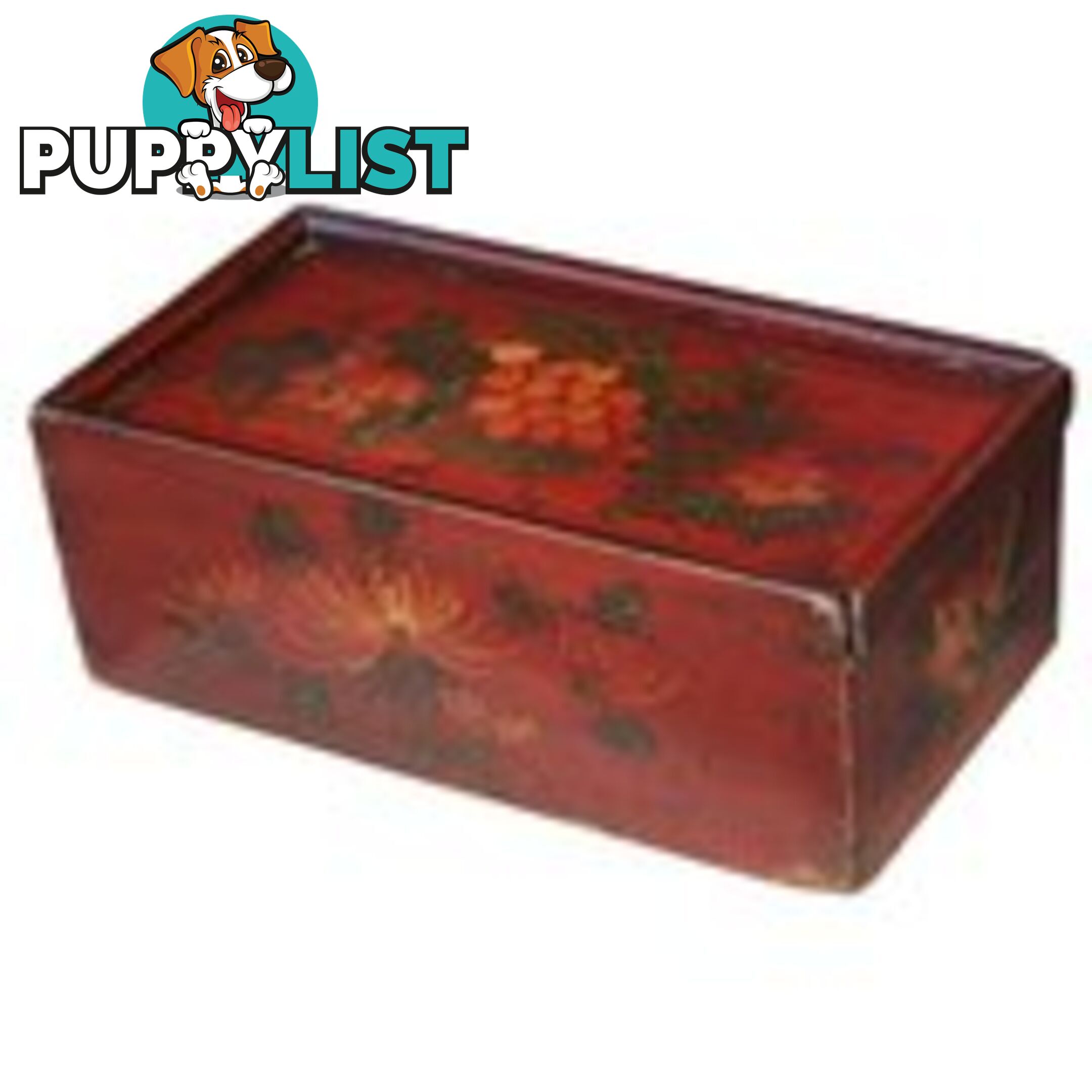 Red Original Chinese Antiques Painted Wood Storage Box