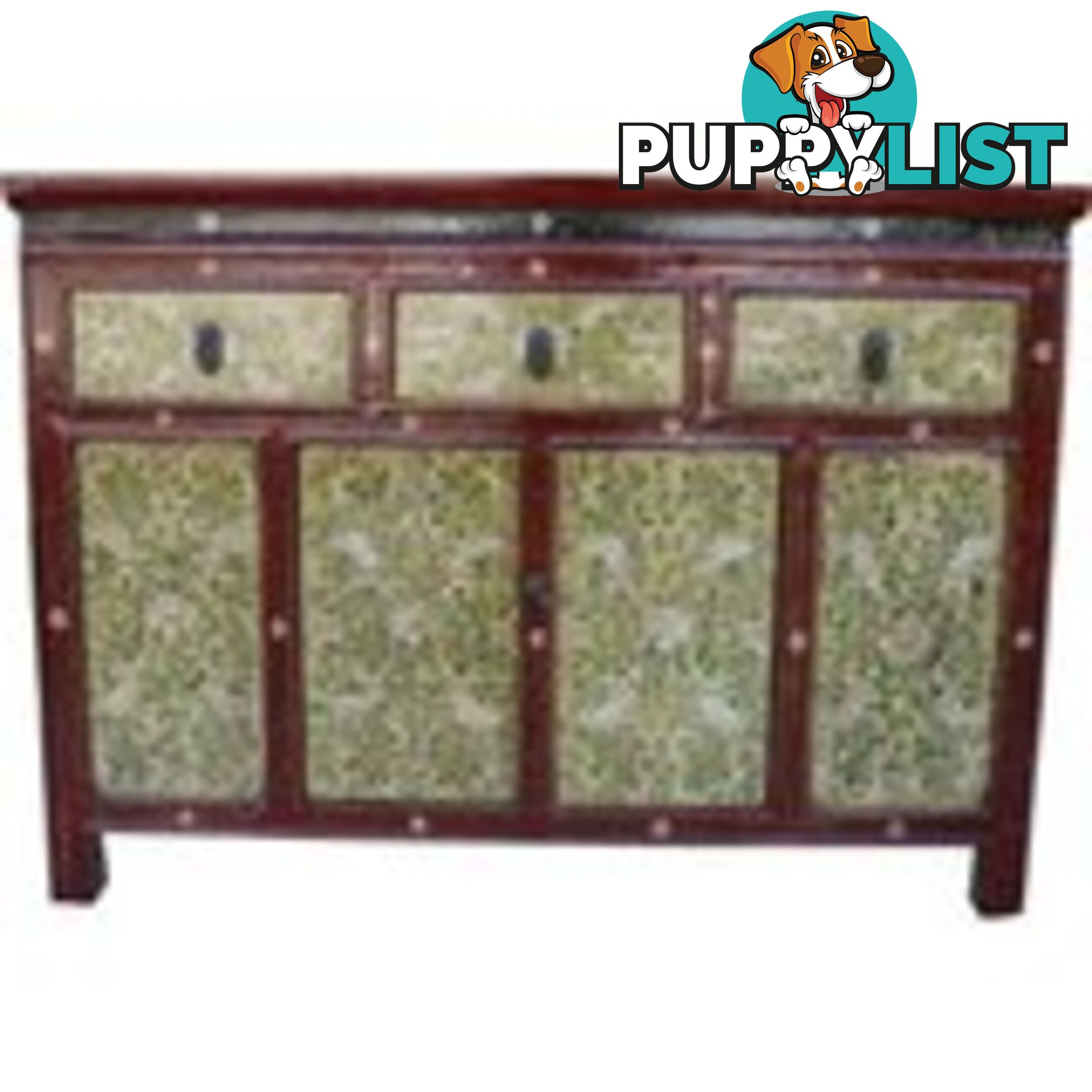 Chinese Antique Tibetan Painted Sideboard Cabinet