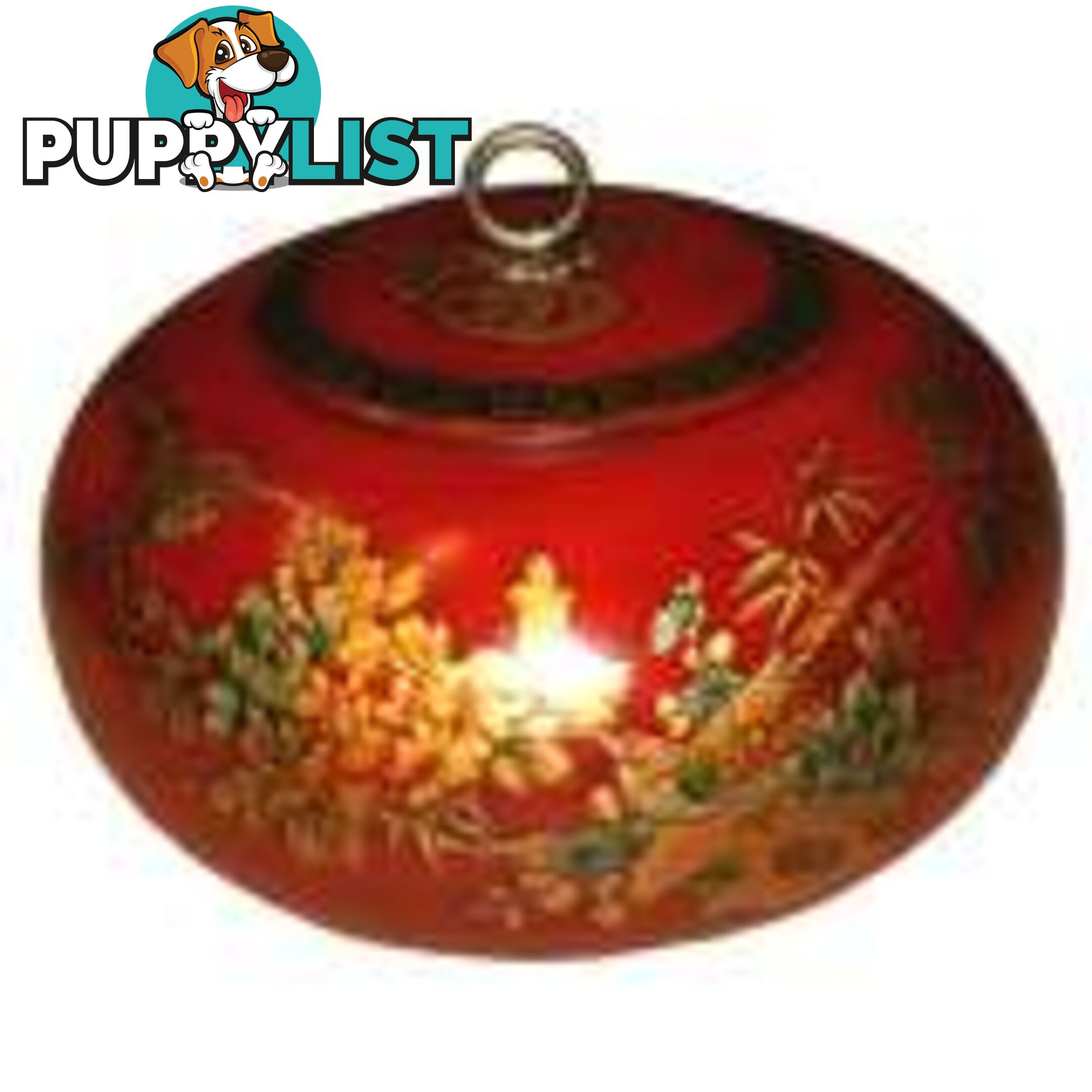 Red Round Hand Painted Chinese Wood Storage Box