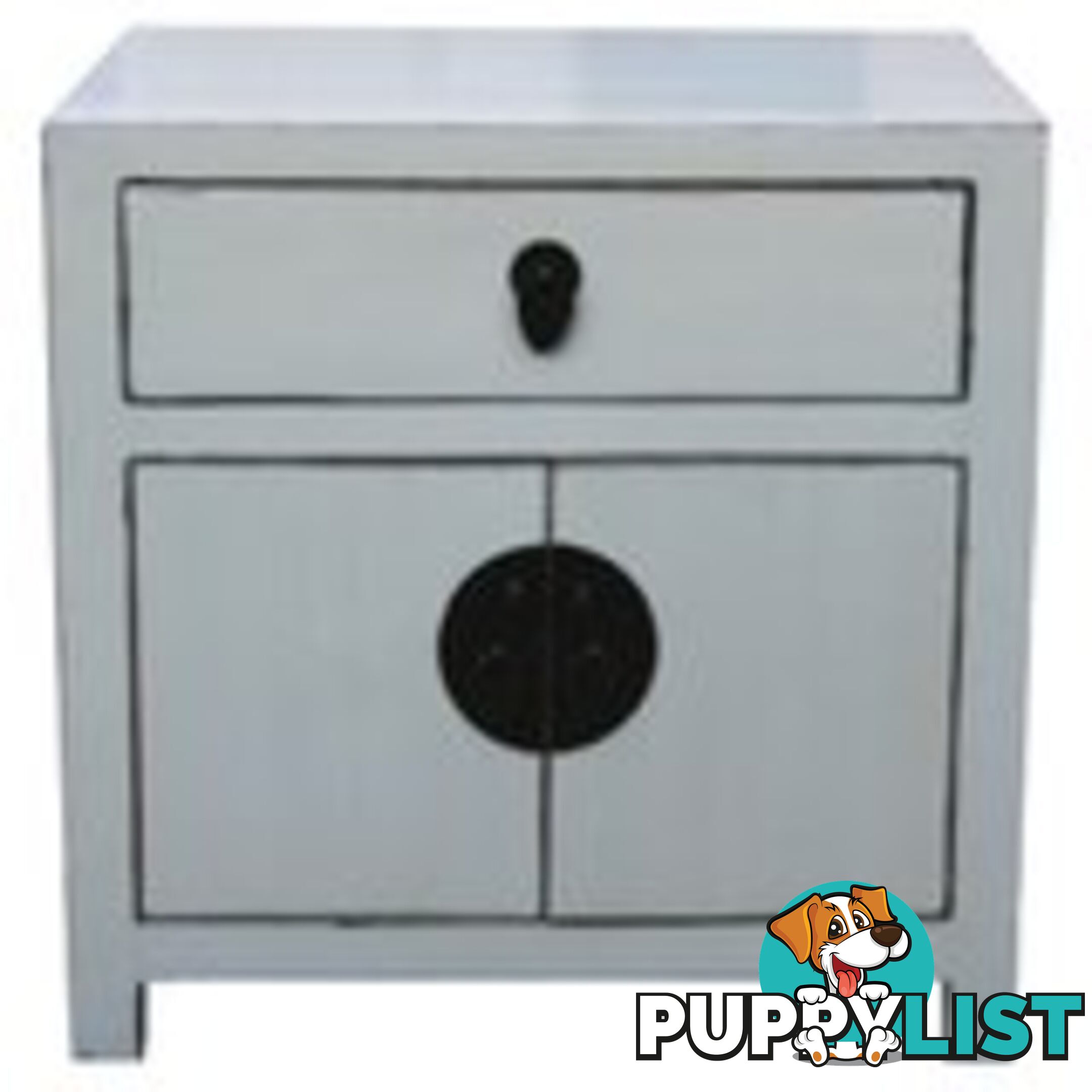 White Lacquer Chinese Low Bedside Table