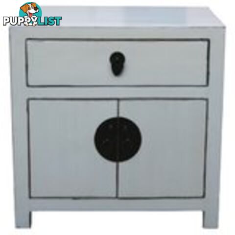 White Lacquer Chinese Low Bedside Table