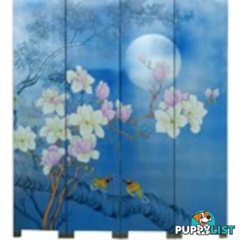 Magnolia Blossom on Blue Room Divider Screen