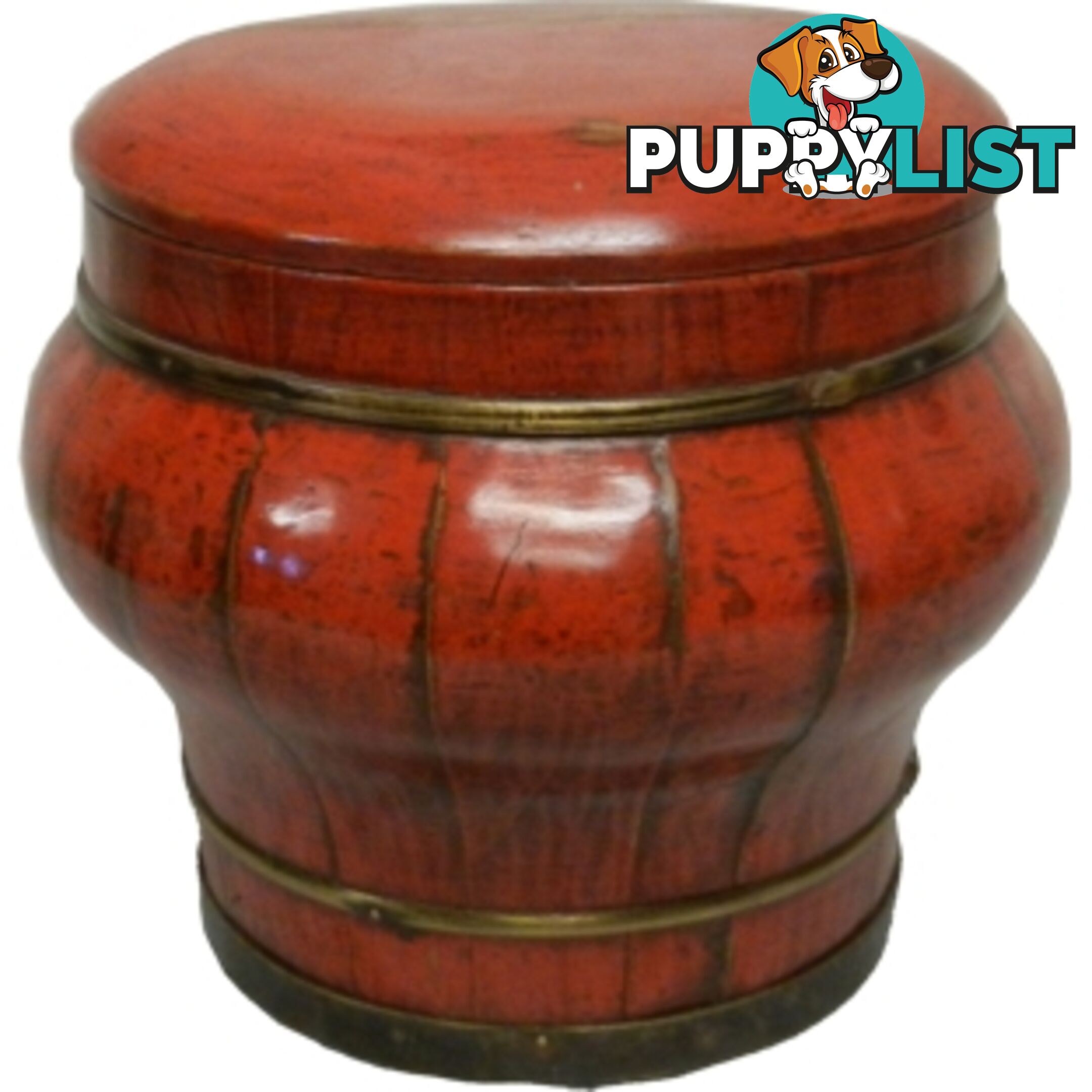 Red Lacquer Rice Container with Lid