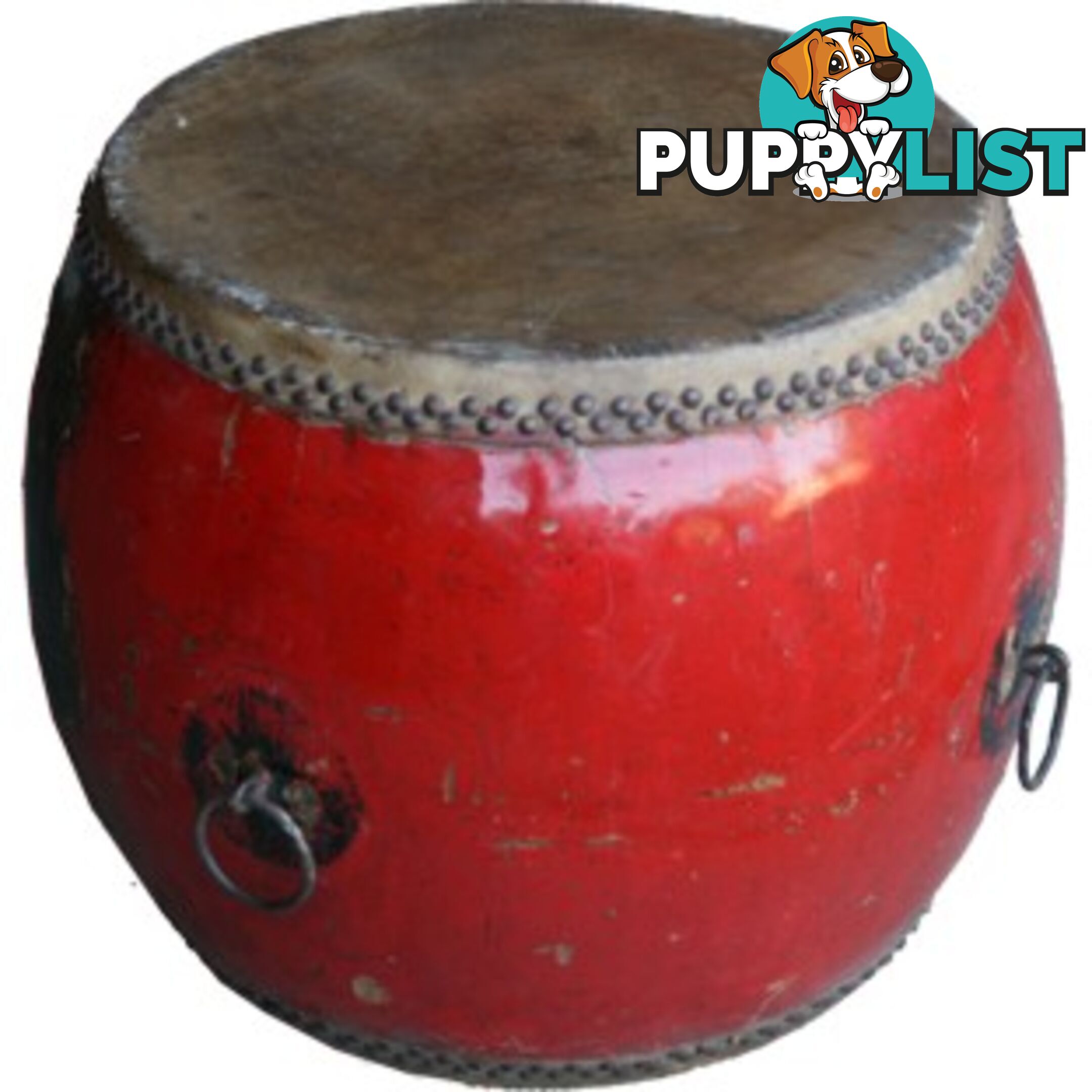 Chinese Antique Wood and Leather Drum