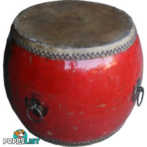 Chinese Antique Wood and Leather Drum