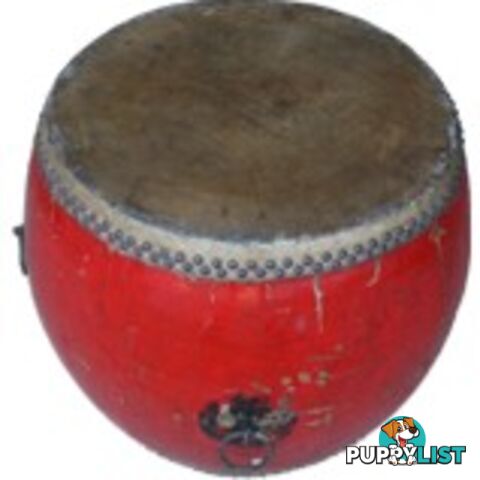 Chinese Antique Wood and Leather Drum