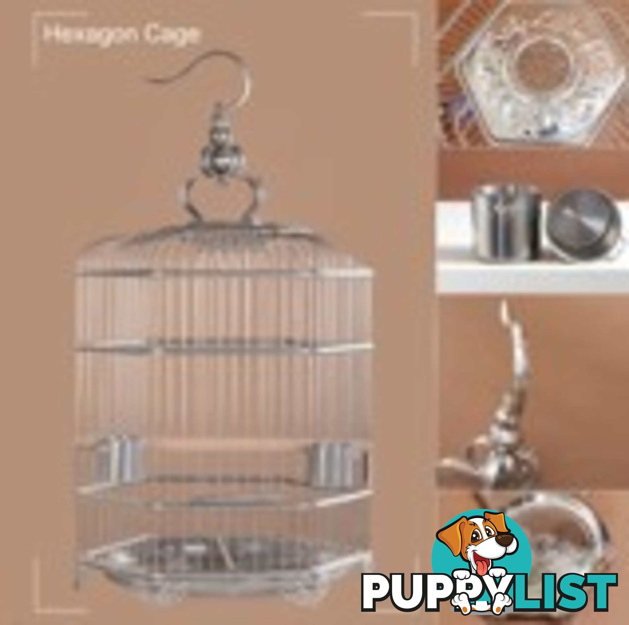 Stainless Steel Bird Cage Hexagon 36 cm