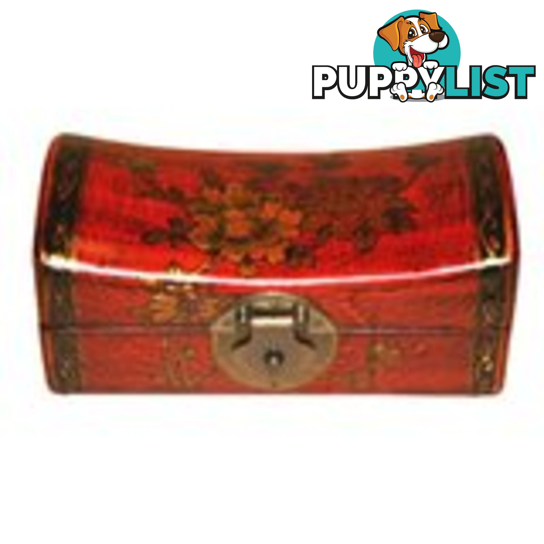 Medium Red Hand Painted Flora Chinese Jewellery Box