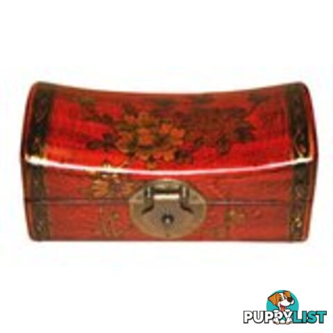 Medium Red Hand Painted Flora Chinese Jewellery Box