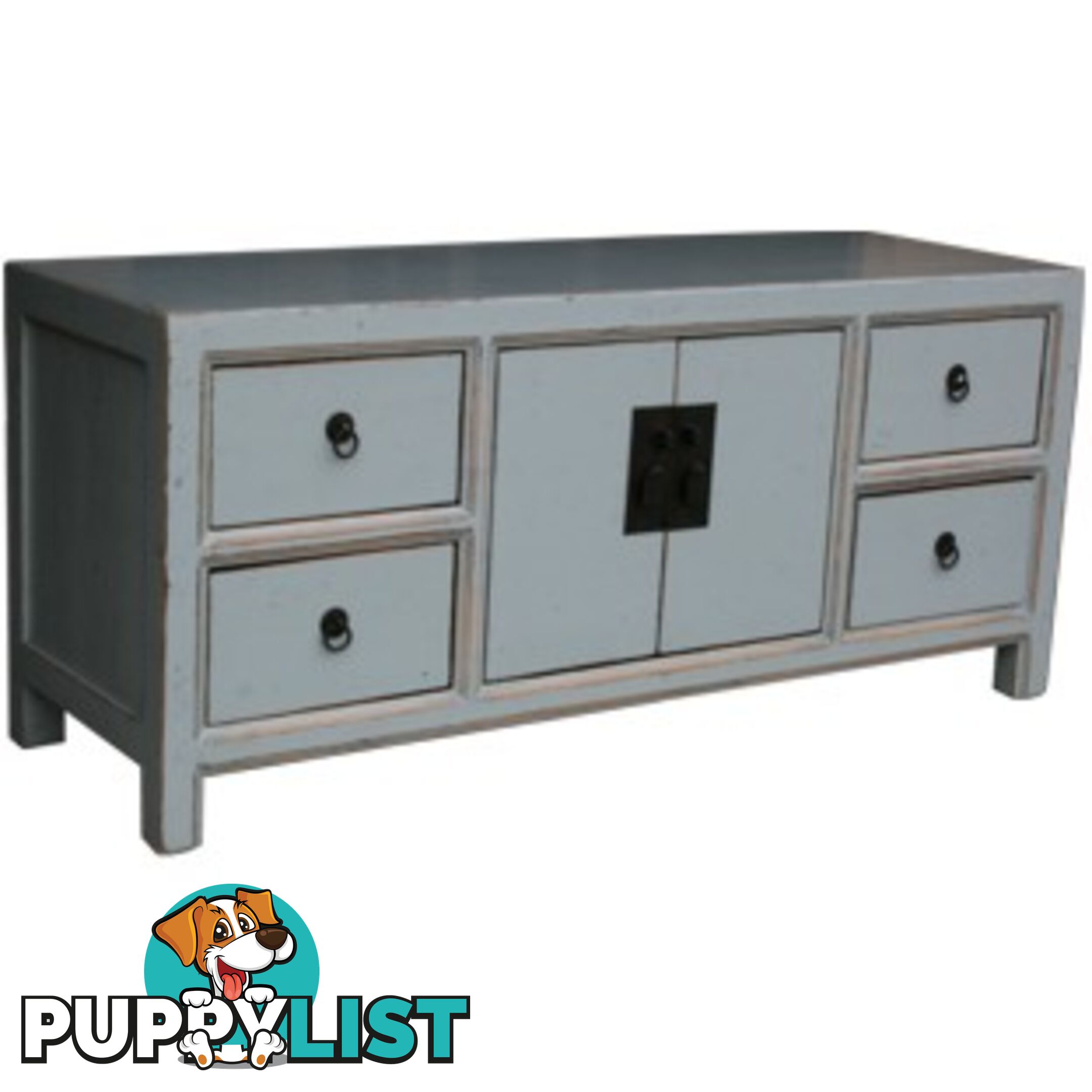 Gray Lacquered Wood Low Sideboard Buffet