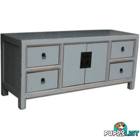 Gray Lacquered Wood Low Sideboard Buffet