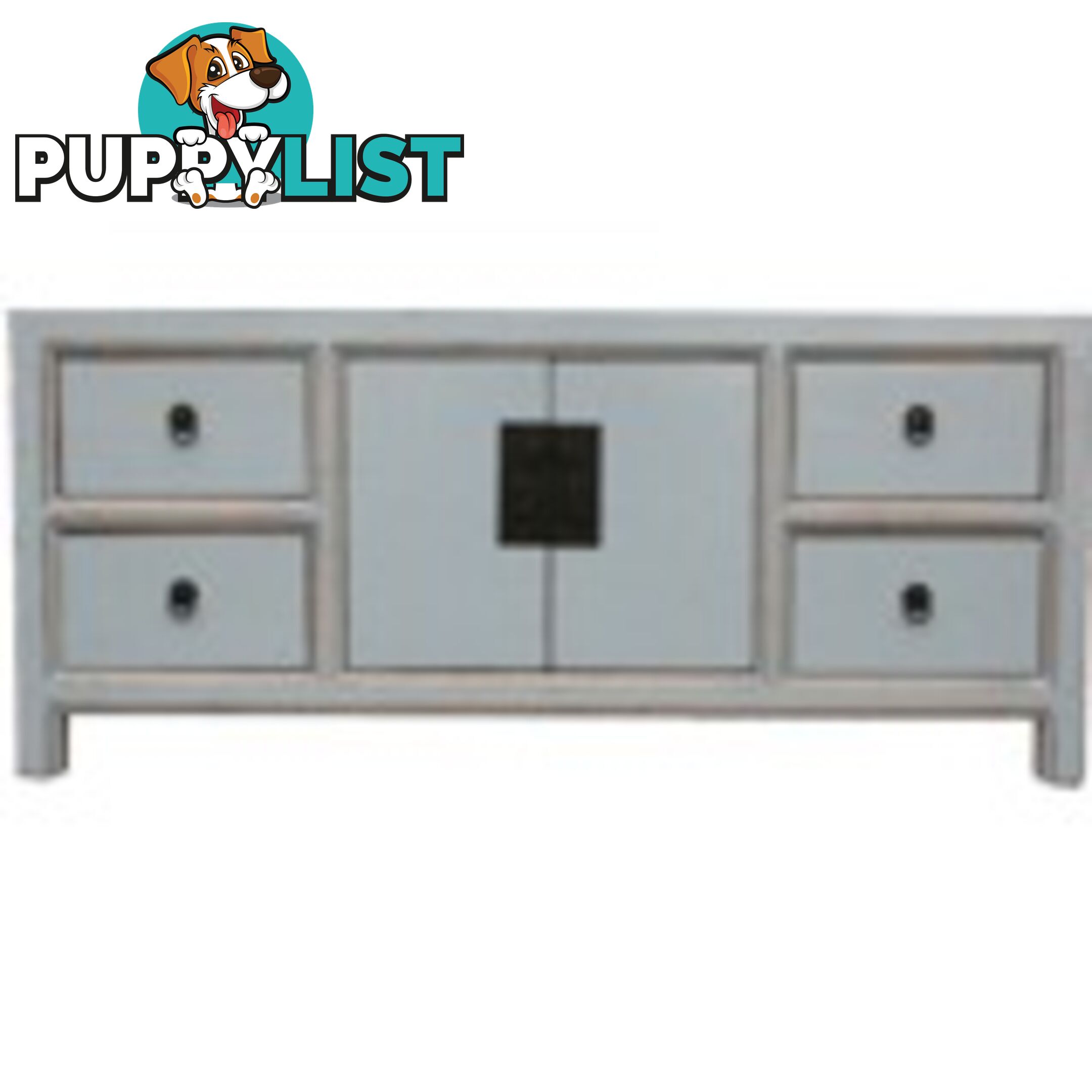 Gray Lacquered Wood Low Sideboard Buffet