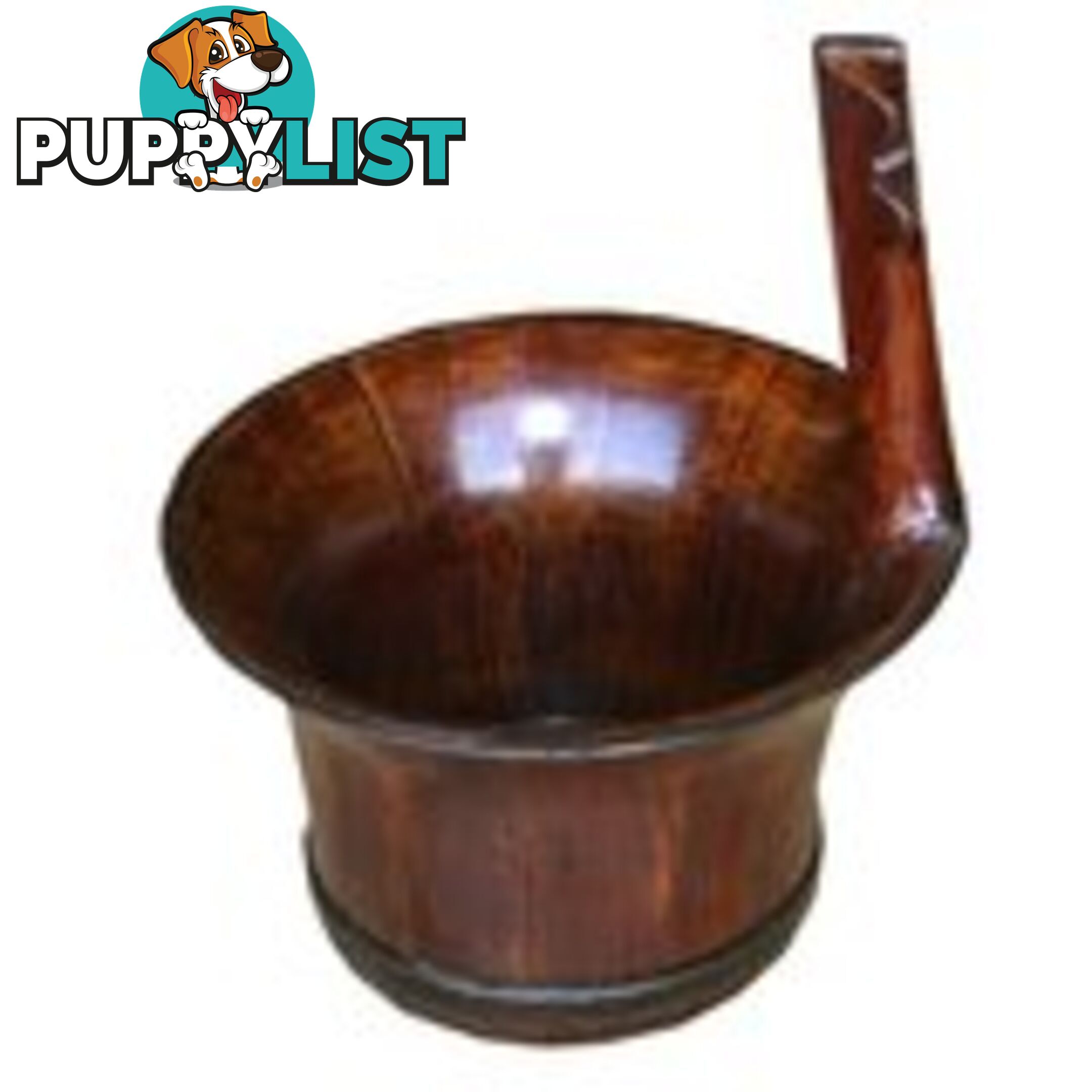 Brown Wood Water Bucket with Handle