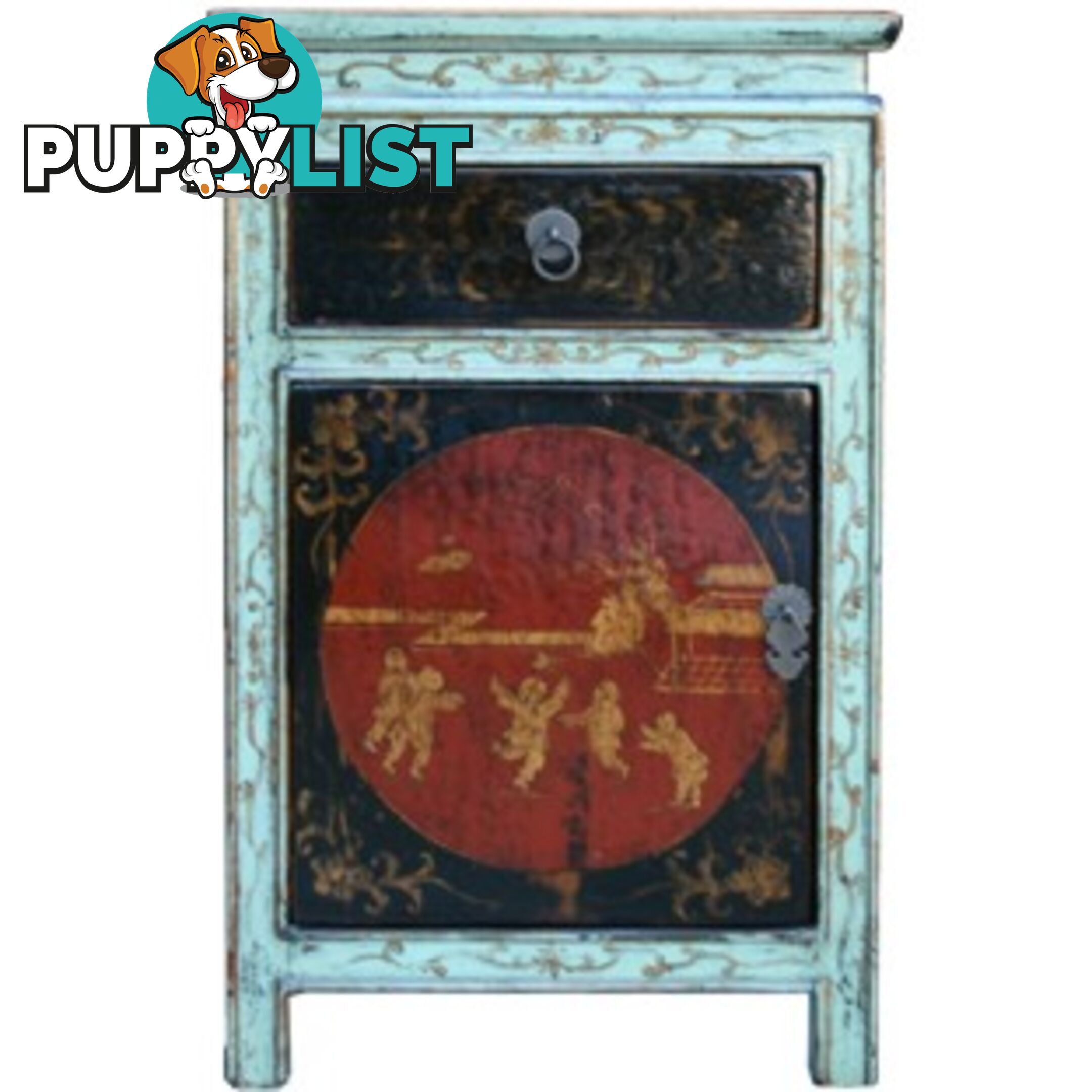 Tibetan Painted Bedside Table