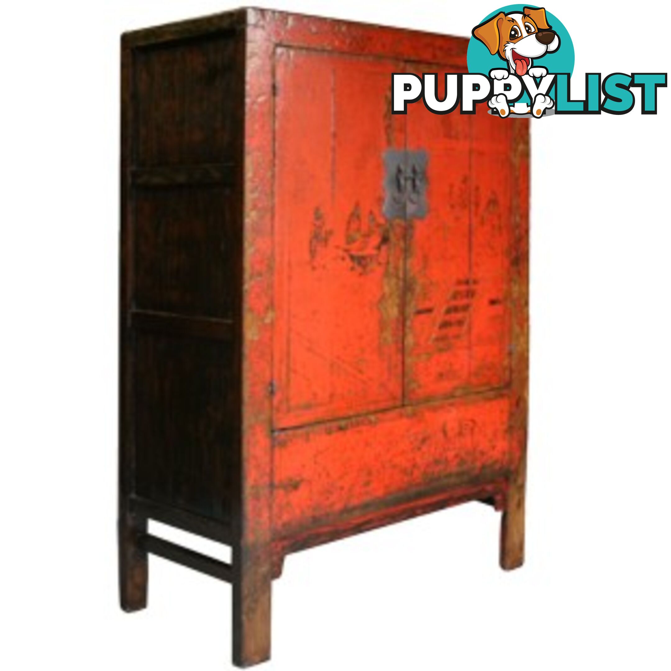 Large Original Chinese Antique Painted Wedding Cabinet