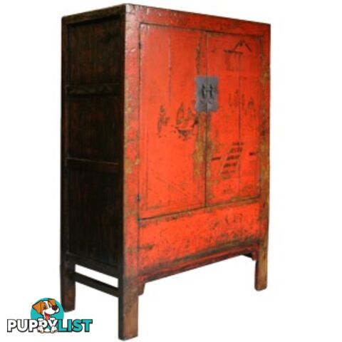 Large Original Chinese Antique Painted Wedding Cabinet