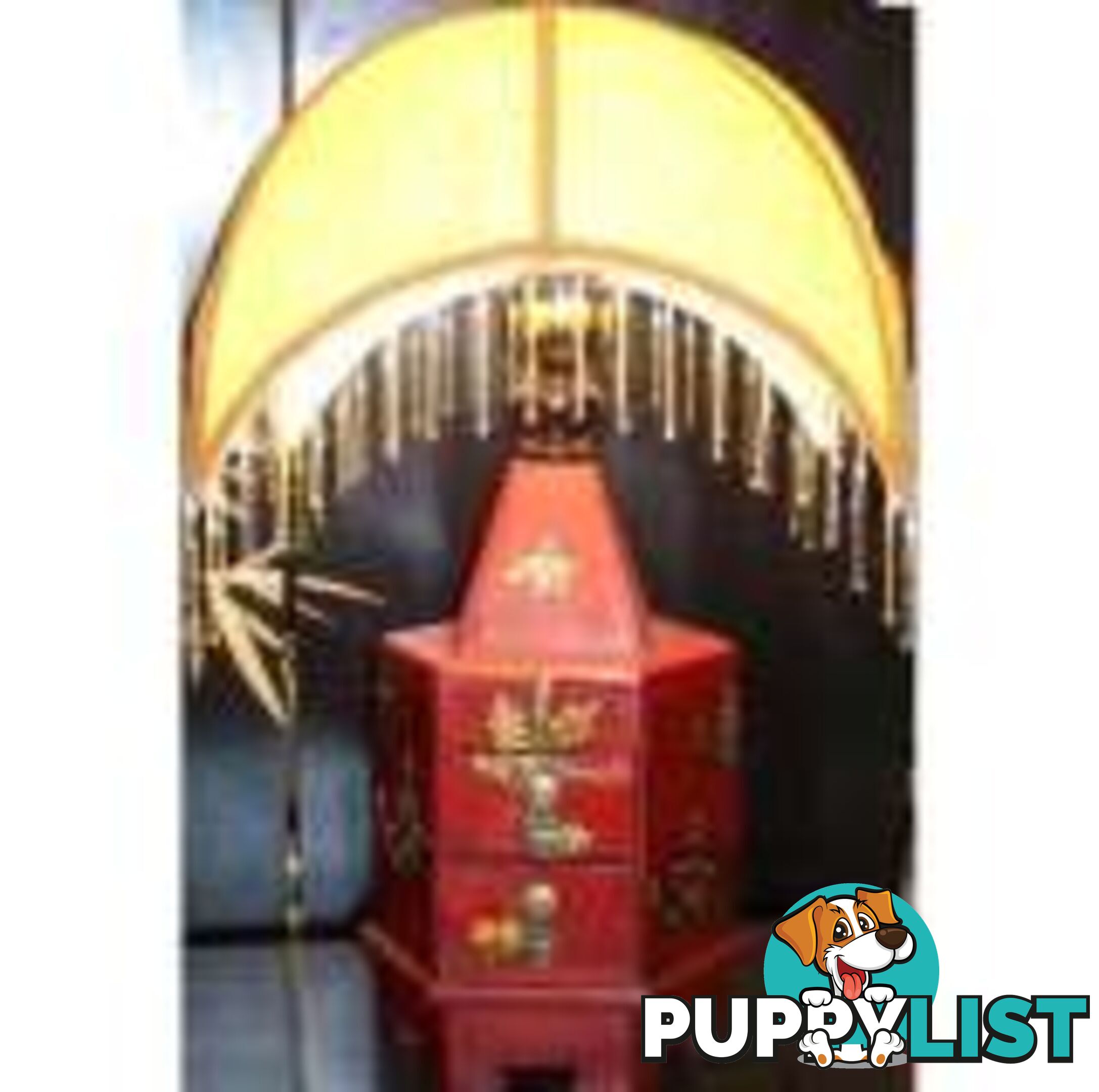 Red Chinese Lamp with Lampshade