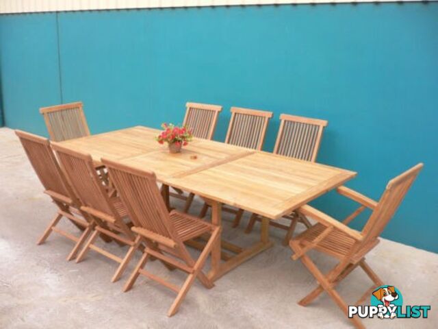 Outdoor Furniture Solid Teak Wood Rectangular Extension Table 2.4m