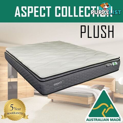 Australian Made Pillow Top Spring Mattress - 10 Years Warranty - King Single Size - ASPECT