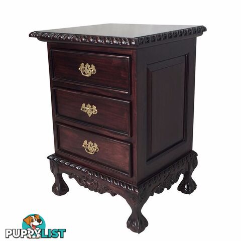 Solid Mahogany Wood 3 drawers Bedside Table