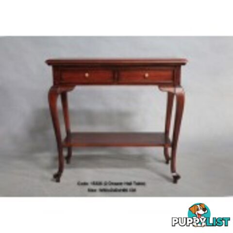 Solid Mahogany Wood Hall Table With 2 Drawers