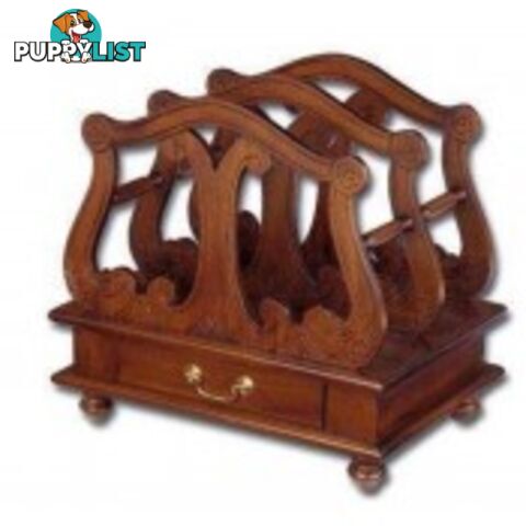 Mahogany Wood Magazine Rack With Drawer