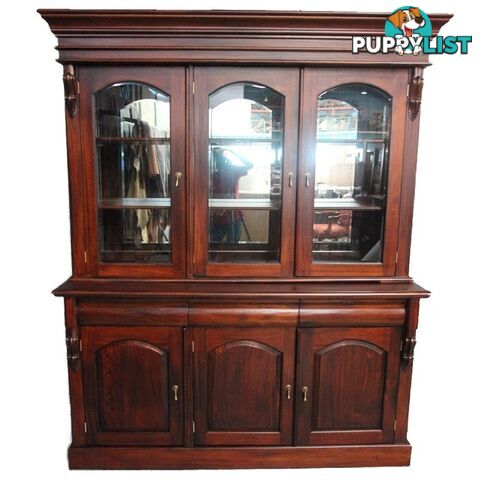 Solid Mahogany 3 Door Display Cabinet /Bookcase