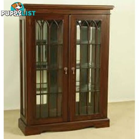 Solid Mahogany Display Cabinet / Vitrine with Glass Doors