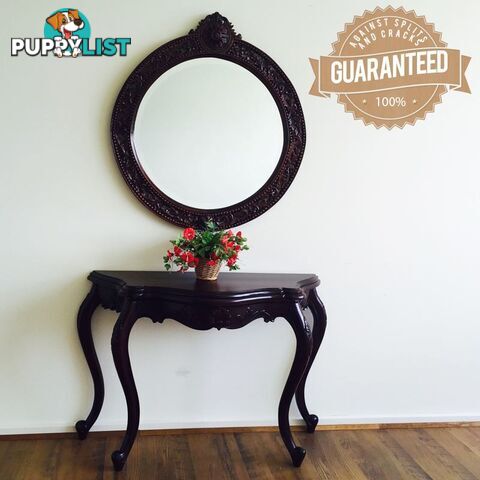 Solid Mahogany Wood Serpentine Style Hall Table & Mirror