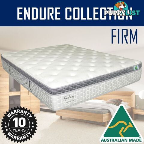 Australian Made Pillow Top Spring Mattress - 10 Years Warranty - Queen Size - ENDURE