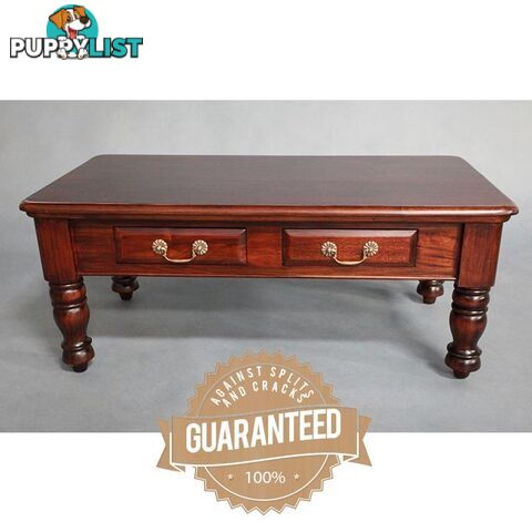 Solid Mahogany Wood Rectangular Coffee Table with Drawers