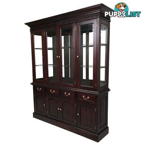 Solid Mahogany Wood 4 Door Display Cabinet