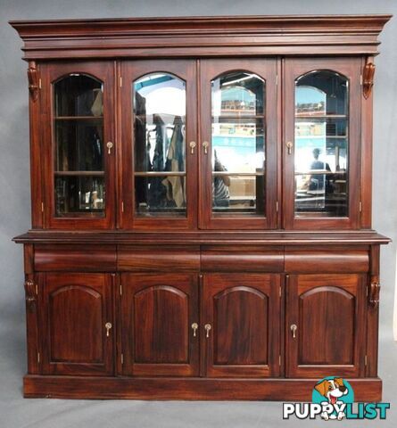 Solid Mahogany 4 Door Display Cabinet / Bookcase