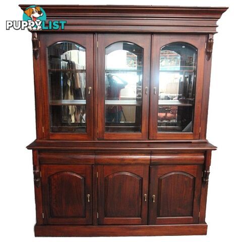 Solid Mahogany 3 Door Display Cabinet /Bookcase