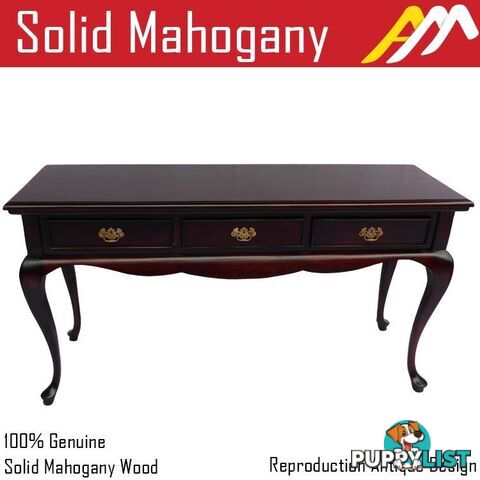 Solid Mahogany Wood Hall Table With 3 Drawers