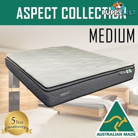 Australian Made Pillow Top Spring Mattress - 10 Years Warranty - King Size - ASPECT