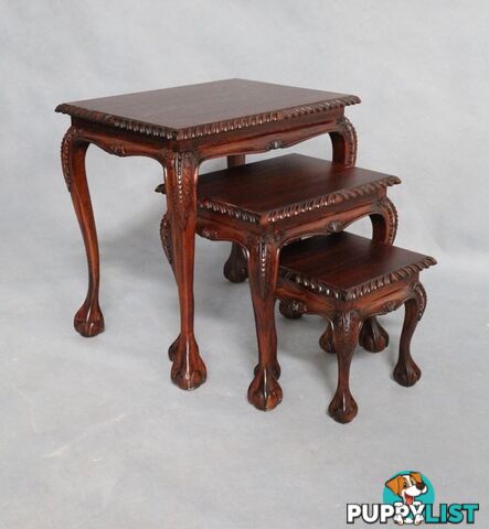 Solid Mahogany Wood Reproduction Nest Table