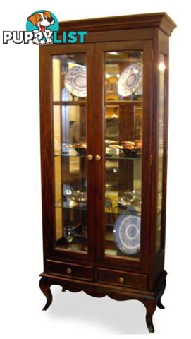 Solid Mahogany Wood 2 Door Display Cabinet