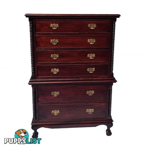 Solid Mahogany Wood High Chest / Tall Boy