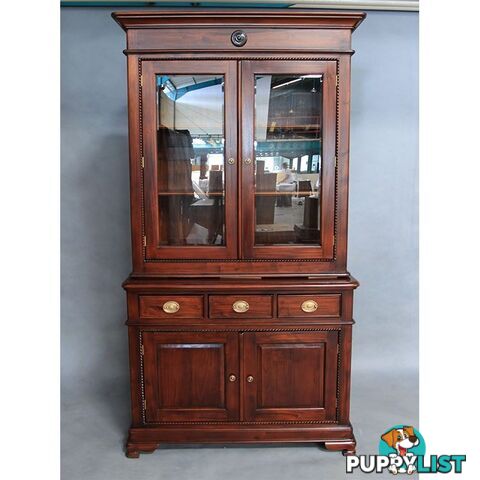 Mahogany Wood Display Cabinet With Cupboard & Drawers