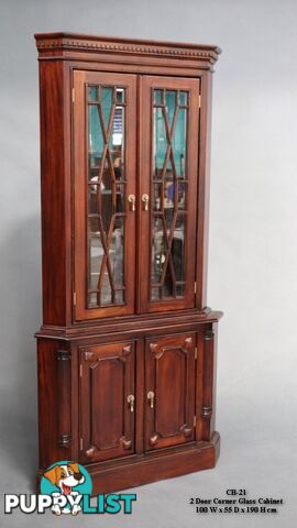 Solid Mahogany Timber 2 Door Corner Cabinet