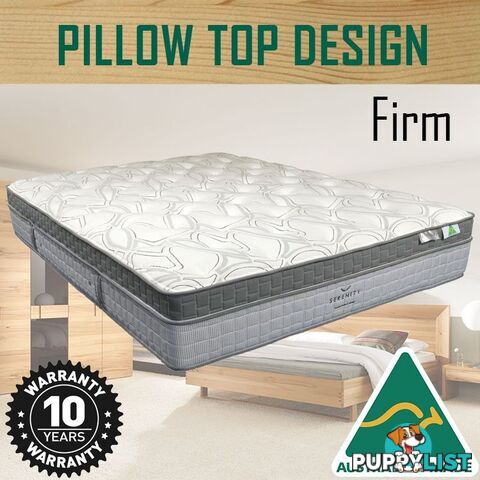 Australian Made Pillow Top Spring Mattress - 10 Years Warranty - Queen Size - Serenity Collection