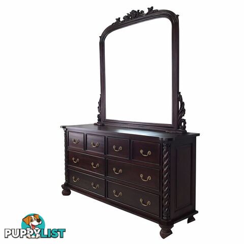 Solid Mahogany Wood Dressing Table with 8 Drawers & Mirror