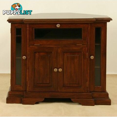 Solid Mahogany Wood Corner TV Stand / Cabinet