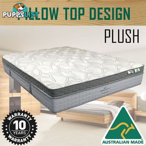 Australian Made Pillow Top Spring Mattress - 10 Years Warranty - Double Size - Serenity Collection