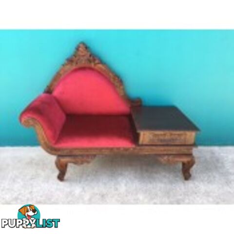 Solid Mahogany Wood Chaise Lounge / Phone Table REDUCED