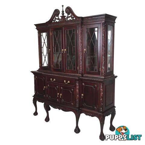 Solid Mahogany Wood 4 Door Display Cabinet / Bookcase