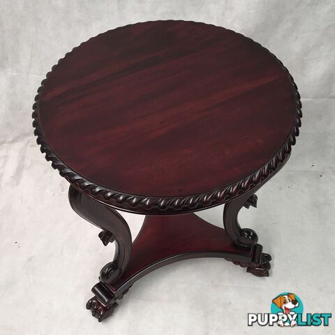 Solid Mahogany Wood Chippendale Round Side Table