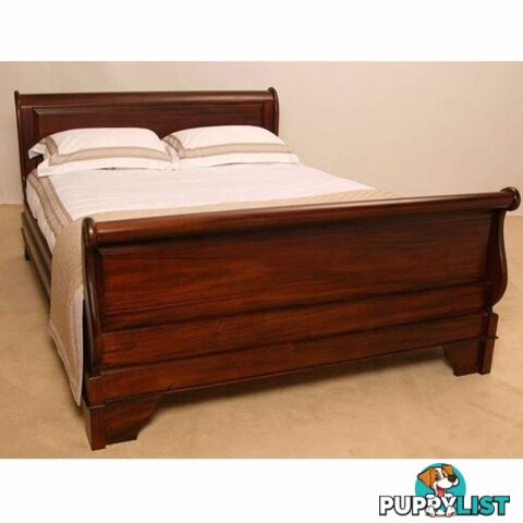 Mahogany Wood Queen Size Sleigh Bed